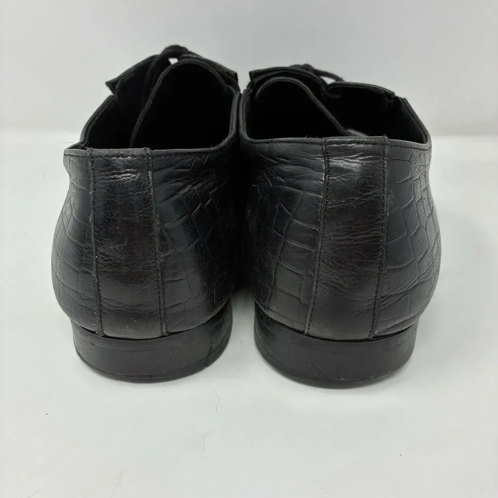 DIVINCH HANDCRAFTED BLACK ALLIGATOR LACE-UP OXFORD SHOES BLUE SOLE EU 42 US 9.5